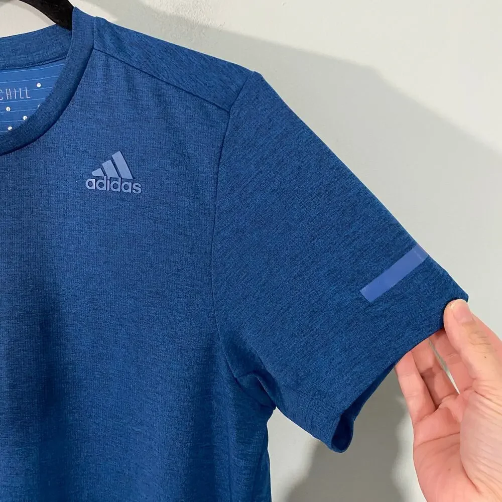 Adidas Men's Blue Freelift Climachill Short Sleeve Performance Tee